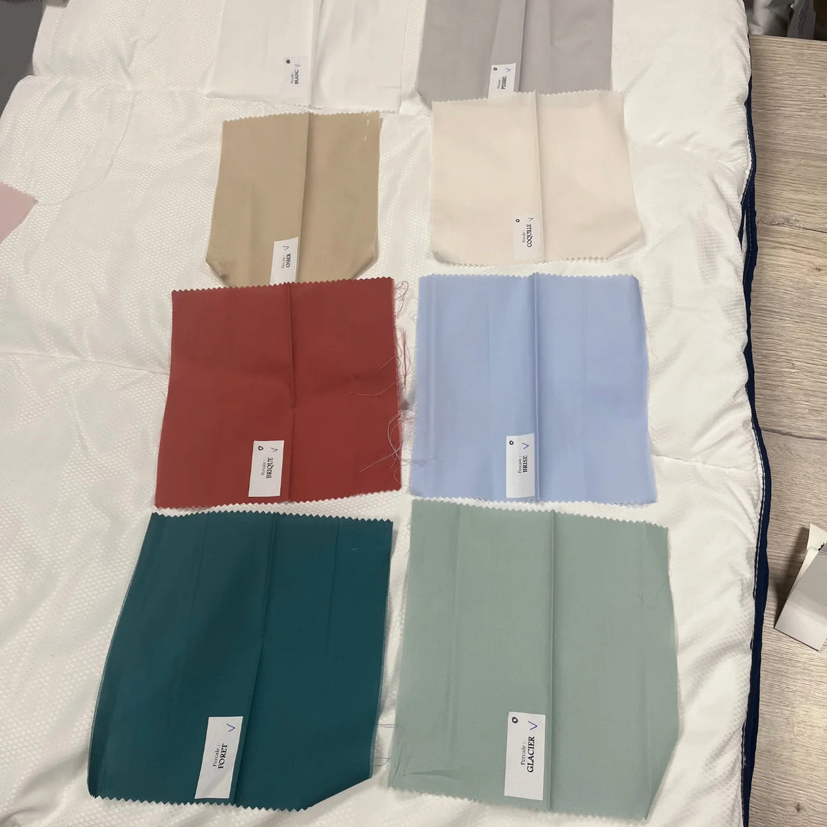Une photo des premières couleurs validé pour nos housses de couette anti-galère Hopoli