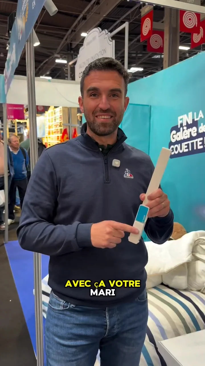 Miniature de notre collaboration sur l'enfile-couette Hopoli avec l'homme de ménage