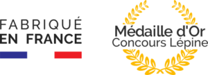 Logo "Fabriqué en France" et logo de la médaille d'or du Concours Lépine